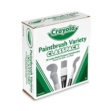 Crayola® Large Variety Paint Brush Classpack, Natural; Nylon Bristles, Flat; Round Profiles, 36-set freeshipping - TVN Wholesale